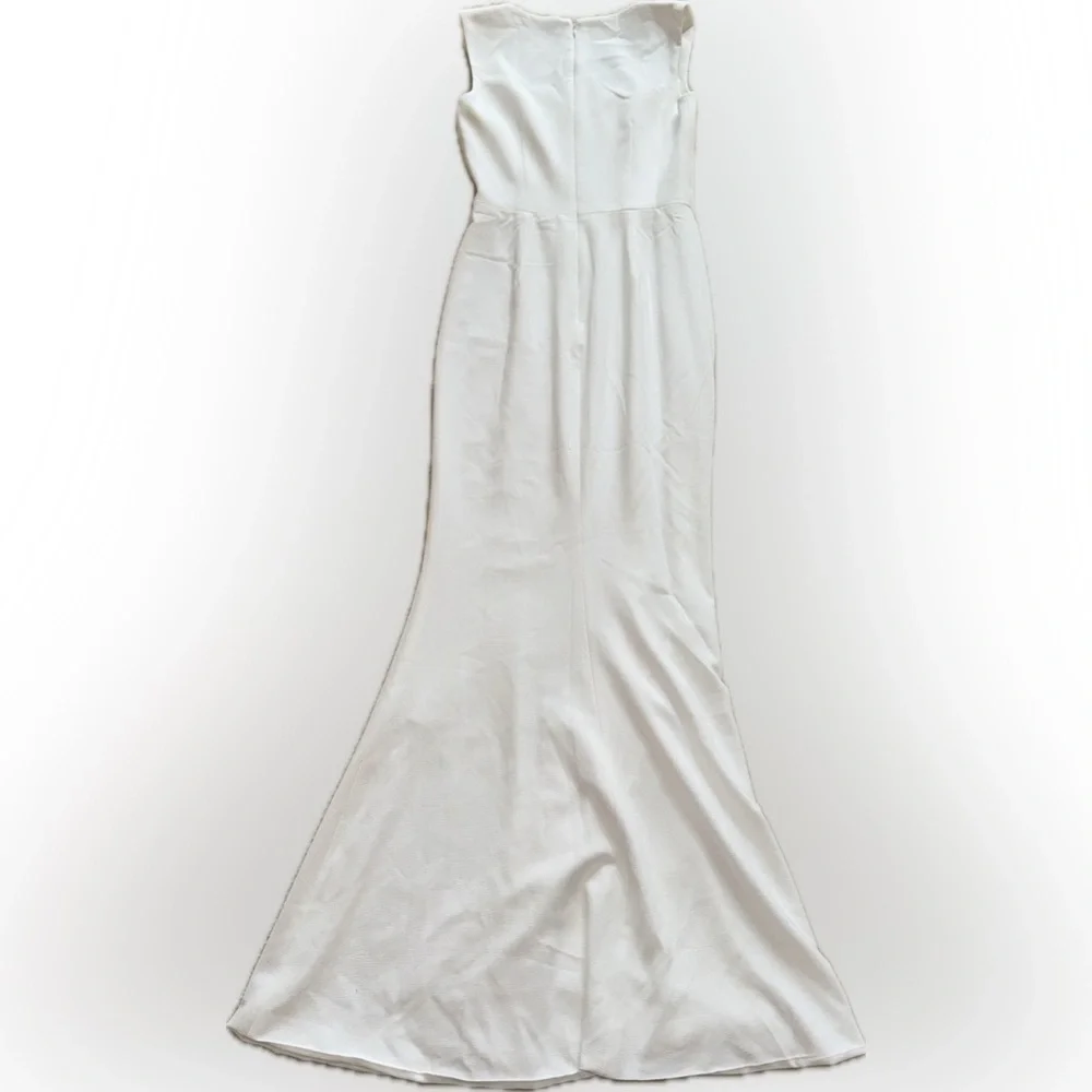 NOWT Dress the Population Monroe Side Slit sweetheart Gown White Bridal sz L_6